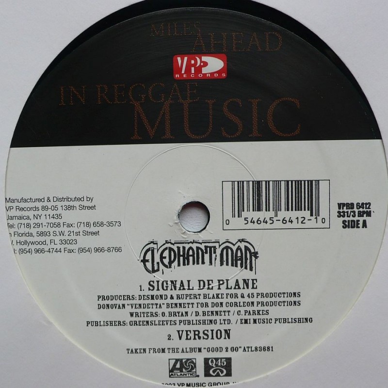 Elephant Man - Signal De Plane / Cock Up Your...