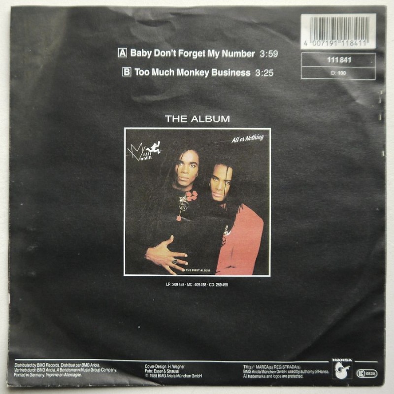 Milli Vanilli - Baby Don't Forget My Number