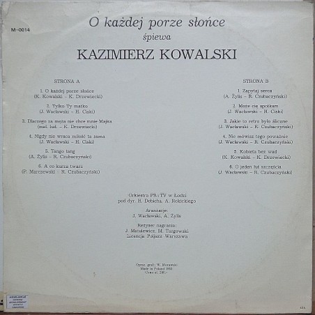 Kowalski Kazimierz - O każdej porze słońce