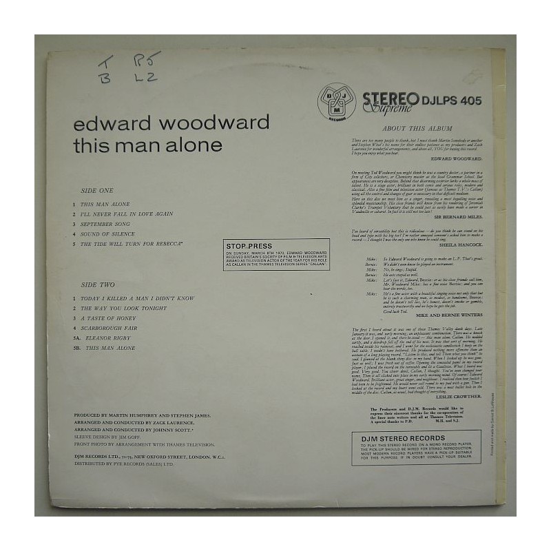 Edward Woodward - This Man Alone