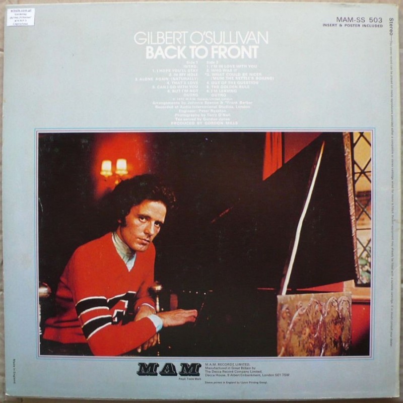 Gilbert O'Sullivan - Back To Front