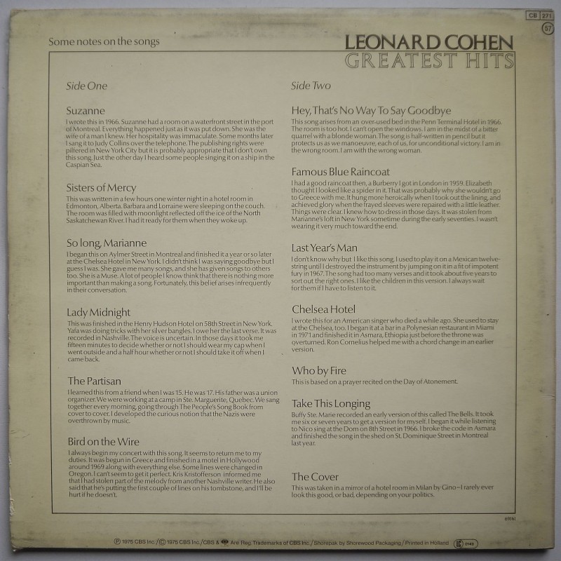 Leonard Cohen - Greatest Hits