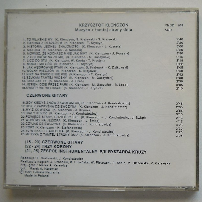 Klenczon Krzysztof - Muzyka z tamtej strony dnia