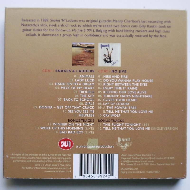 Nazareth - Snakes N Ladders / No Jive (2cd)