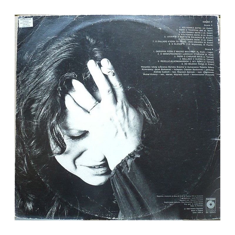 Wojnowska Elżbieta - Songi Brechta – Live (2lp)