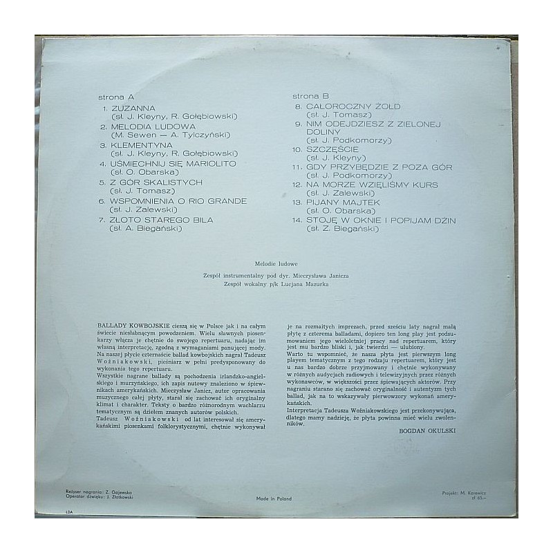 Woźniakowski Tadeusz - Piosenki spod siodła