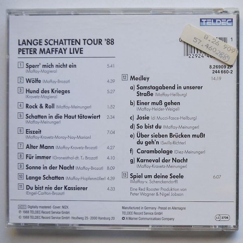 Peter Maffay - Live: Lange Schatten Tour '88