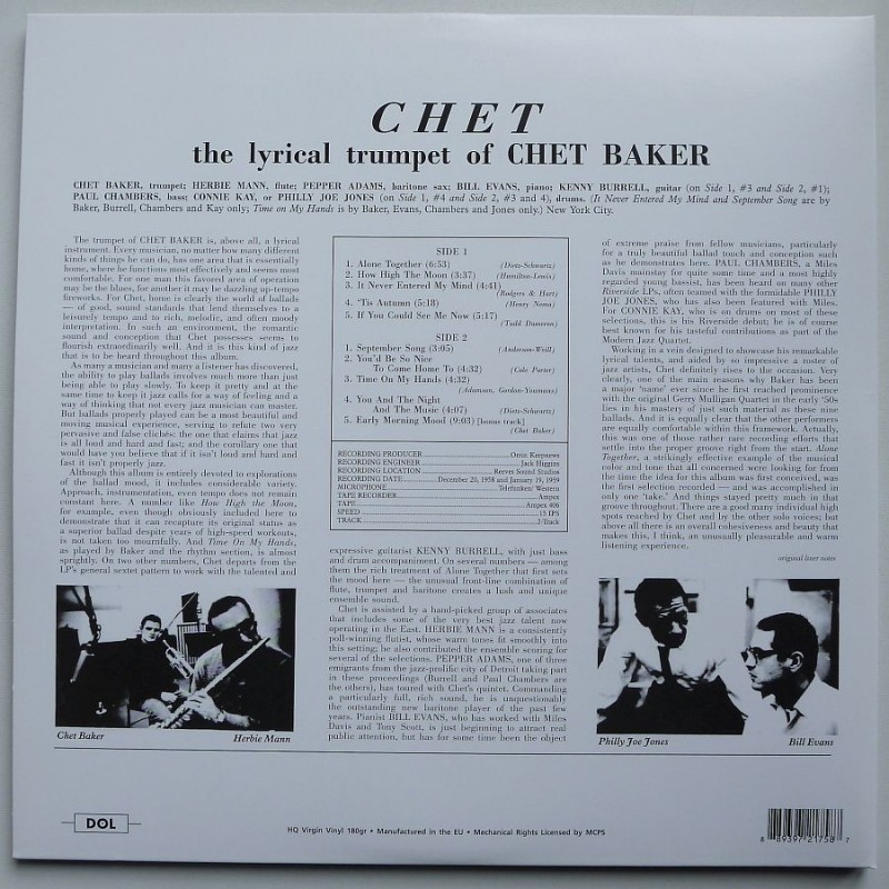 Chet Baker - The Lyrical Trumpet Of Chet Baker