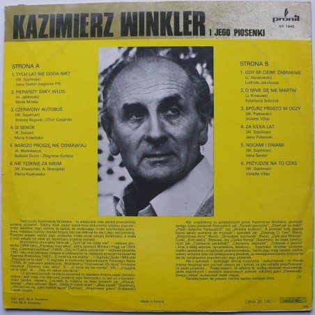 Składanka - Tych lat nie odda nikt - Winkler Kazimerz i jego piosenki