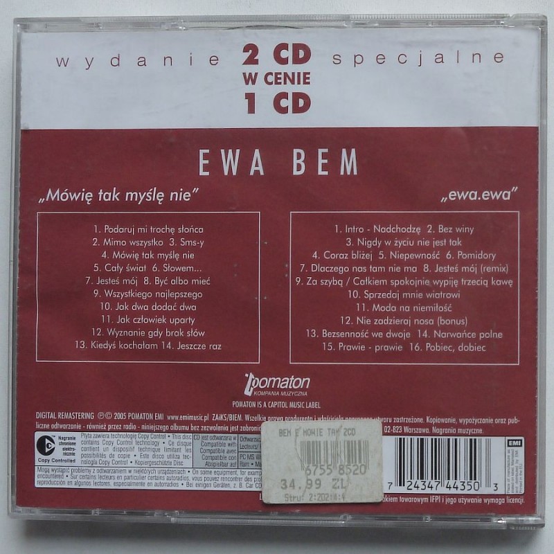 Bem Ewa  - Mówię tak myślę nie / ewa.ewa (2cd)