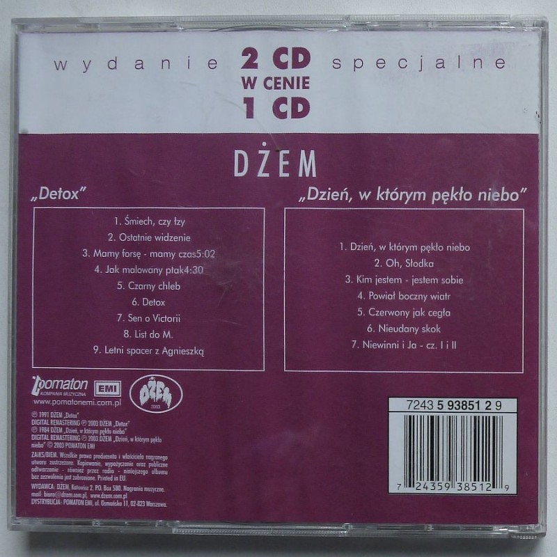 Dżem - Detox/Dzień w którym pękło niebo (2cd)