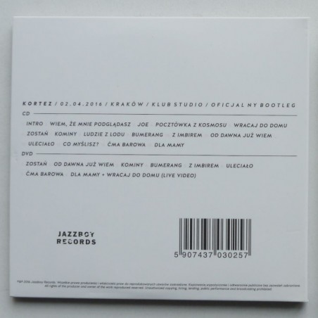 Kortez - 02.04.2016 / Kraków / Klub Studio / Oficjalny Bootleg (cd+dvd)