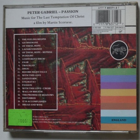 Peter Gabriel - Passion (Ostatnie kuszenie Chrystusa) OST