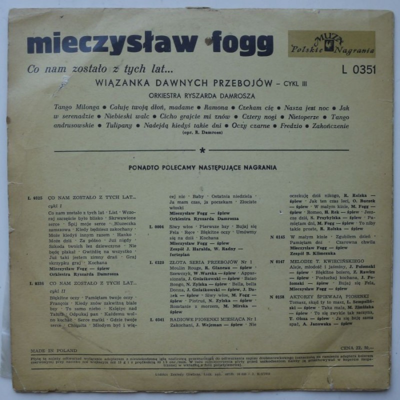 Fogg Mieczysław - Co nam zostało z tamtych lat...
