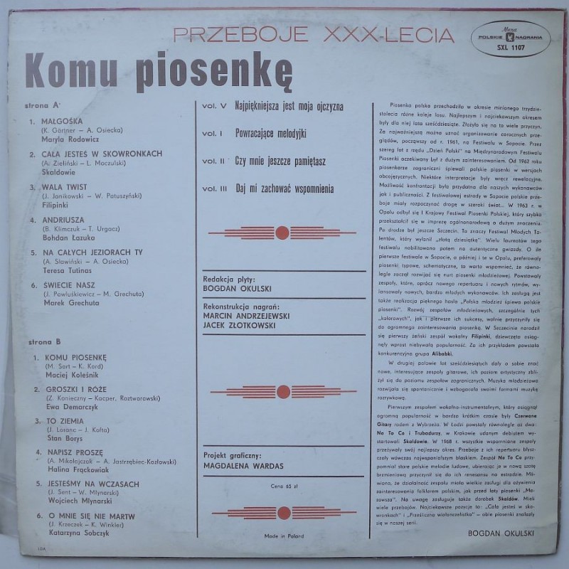składanka - Przeboje XXX-lecia – Komu piosenkę