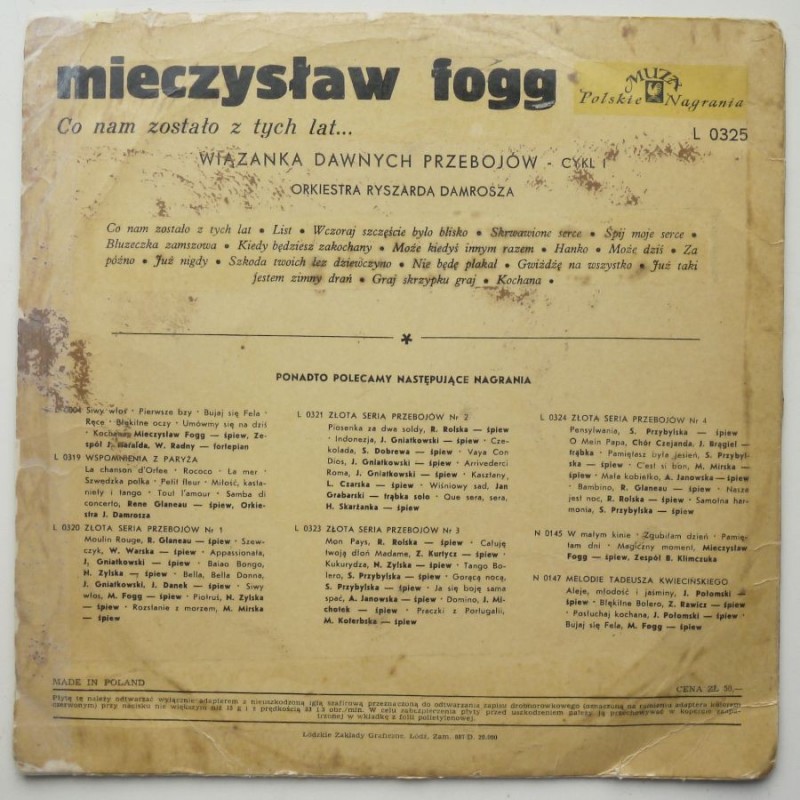 Fogg Mieczysław - Co nam zostało z tamtych lat...