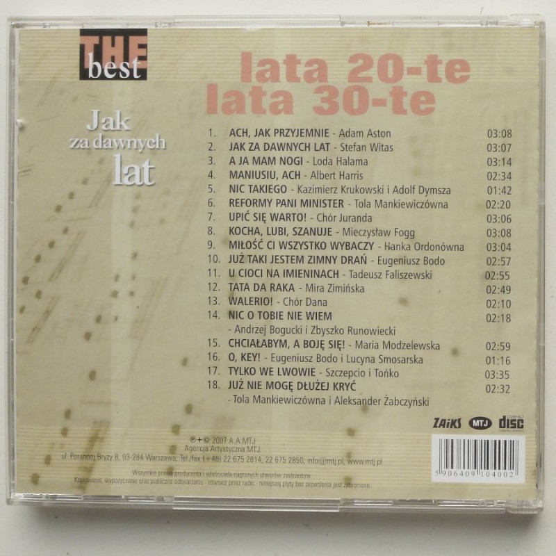 Składanka - Jak za dawnych lat – Lata 20-te,...