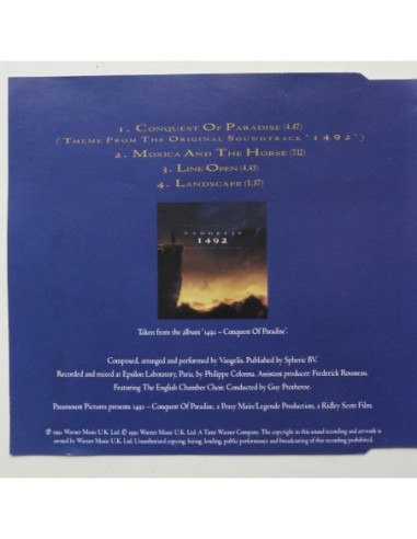 Vangelis - Conquest of Paradise (CDS)