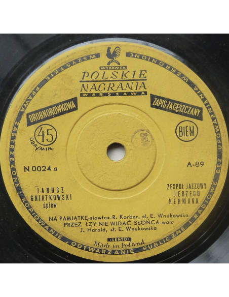 Gniatkowski Janusz, Jerzy Herman Jazz Band, Zespół Jazzowy Górkiewicza i Skowrońskiego - Na pamiątkę