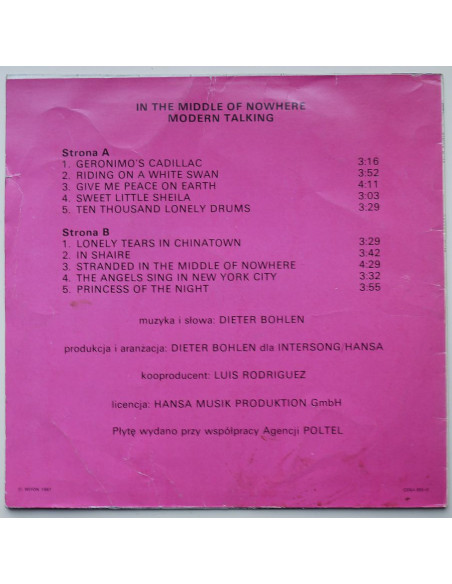 Modern Talking - In the Midlle of Nowhere  (the 4th album)