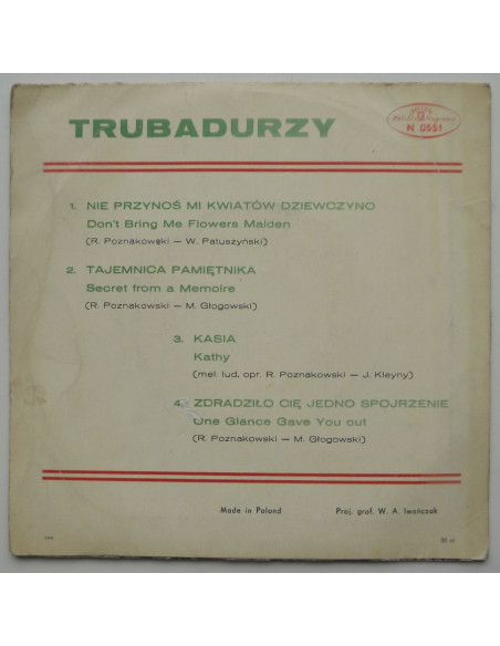 Trubadurzy - Nie przynoś mi kwiatów dziewczyno