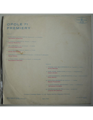 Składanka - Opole '71 – Premiery