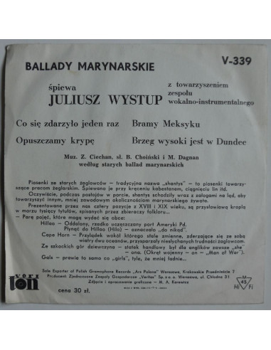 Julisz Wystup z towarzyszeniem zespołu...