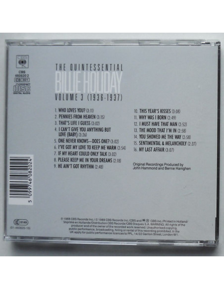 Billie Holiday - The Quintessential Billie Holiday, Volume 3 (1936-1937)