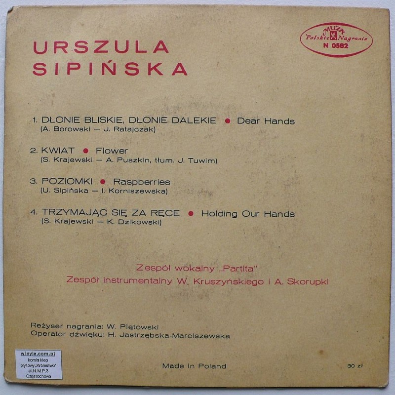 Sipińska Urszula - Dłonie bliskie, dłonie dalekie