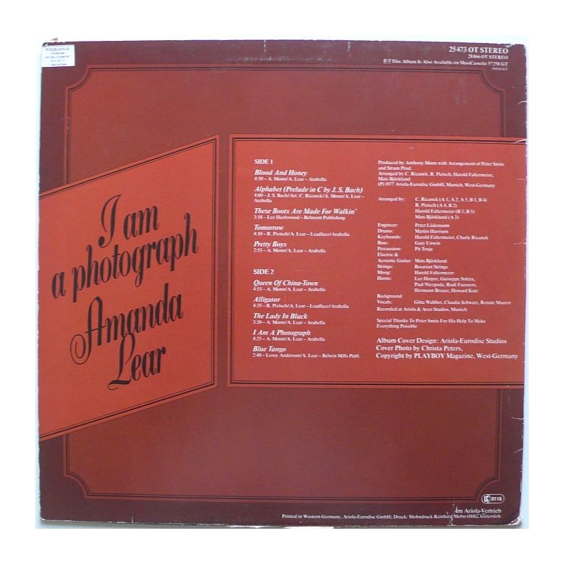 Amanda Lear - I am a Photograph